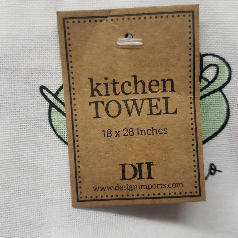 Design Imports NWT 100% Cotton Kitchen Towel Set/2 with Coffee Design